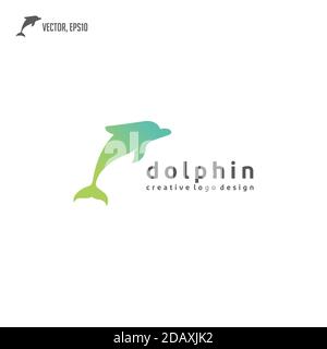 Springen Delphin Logo Design Vektor Illustrationen Stock Vektor