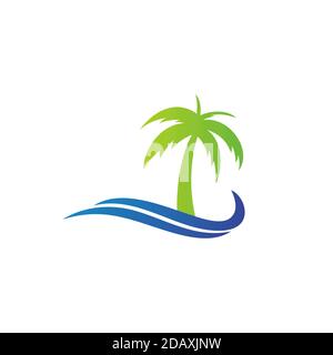 Palm Beach Logo Design, Palm Tree in the Beach Logo Design inspiration Stock Vektor