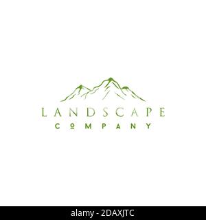 Landscape Hills / Mountain Peaks River Creek minimalistisches Logo-Design Stock Vektor