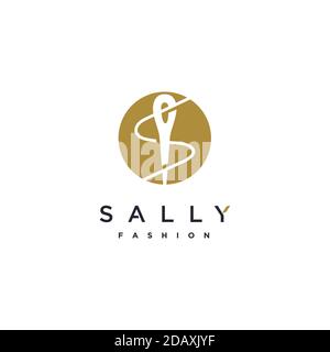 Anfangsbuchstabe S mit Nähnadel Symbol für Mode-Logo Design Stock Vektor