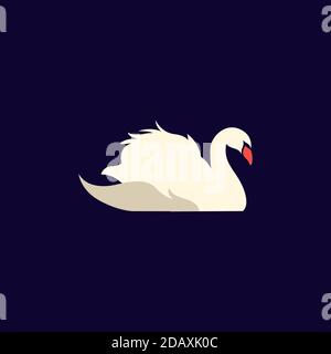 Gans / Schwan Silhouette Logo-Design Schwimmen im See Stock Vektor