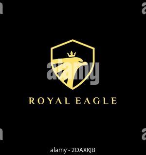 Luxus Royal Eagle Logo, Eagle Shield mit Krone Logo Design. Stock Vektor