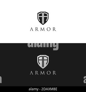 Security Shield / Armor mit Anfangsbuchstaben AA-Logo Inspiration Stock Vektor