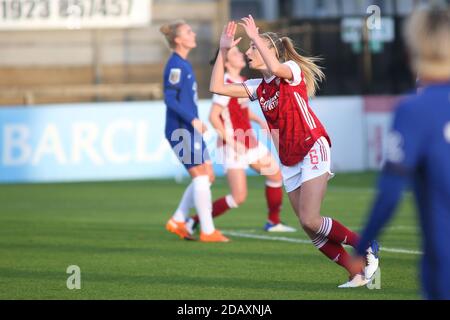 Borehamwood, Großbritannien. November 2020. Leah Williamson (#6 Arsenal) Gesten während des FA Women's Super League-Spiels zwischen Arsenal und Chelsea im Meadow Park in Borehamwood. FEDERICO GUERRA MARANESI/SPP Quelle: SPP Sport Press Foto. /Alamy Live Nachrichten Stockfoto