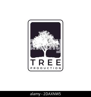 Retro Vintage Eiche Maple Tree Service Logo-Design Stock Vektor