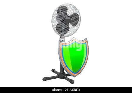 Standventilator mit Schirm, 3D-Rendering Stockfoto