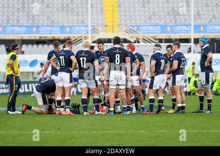 Florenz, Italien. 14. Nov, 2020. florenz, Italien, Artemio Franchi Stadion, 14 Nov 2020, Schottland Team Auszeit während Cattolica Test Match 2020 - Italien gegen Schottland - Herbst Nations Cup Rugby Spiel - Credit: LM/Ettore Griffoni Credit: Ettore Griffoni/LPS/ZUMA Wire/Alamy Live News Stockfoto