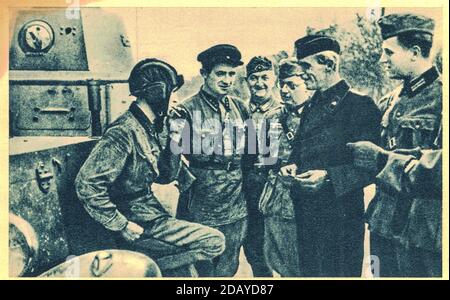 Die Begegnung deutscher und sowjetischer Soldaten während der Besetzung Polens im September 1939. Die Besetzung Polens durch Nazi-Deutschland und den Sowjet Stockfoto