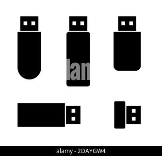 USB-Flash-Speicher Sticks verschiedene Formen Symbole oder Symbole Vektor Abbildung Stock Vektor