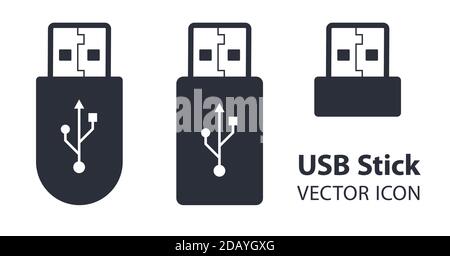 USB-Speichersticks mit verschiedenen Formen Vektor-Symbole oder Symbole Stock Vektor