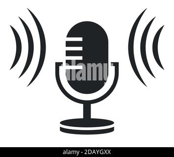 Podcast Radio Media Mikrofon Symbol und Symbol mit Schallwellen vektorgrafik Stock Vektor