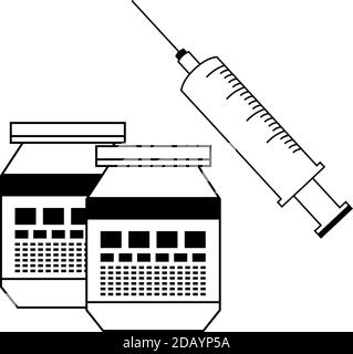 Dies ist eine Illustration von Monochrome niedlichen Virus Präventivimpfstoff Einspritzung Stock Vektor