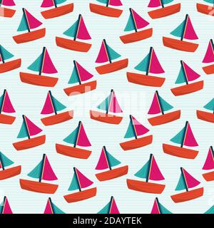 Segelboot nahtlose Muster Vektor Illustration Stock Vektor