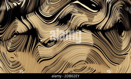 3d-Rendering, abstrakte Luxus-Linien und Wave Gold Hintergrund Stockfoto