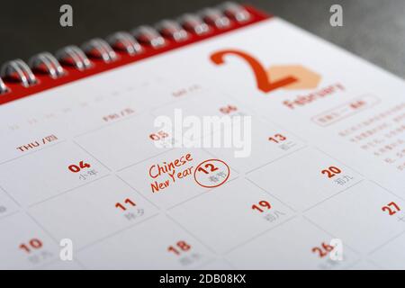 Kalender mit dem Datum des chinesischen Neujahrs 2021 Ox Stockfoto