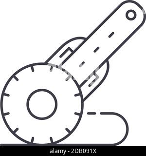 Nähen rotierenden Cutter Symbol, lineare isolierte Illustration, dünne Linie Vektor, Web-Design-Zeichen, Kontur Konzept Symbol mit editierbaren Strich auf weiß Stock Vektor