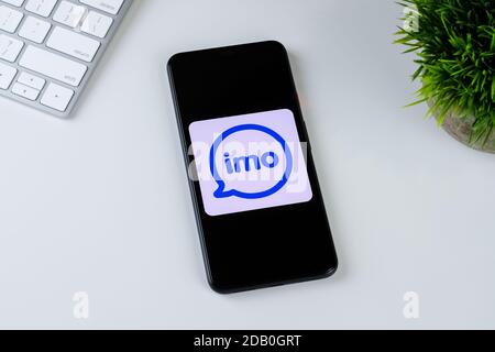 imo App-Logo auf einem Smartphone-Bildschirm. Stockfoto