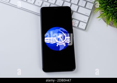 Aeroflot App-Logo auf einem Smartphone-Bildschirm. Stockfoto