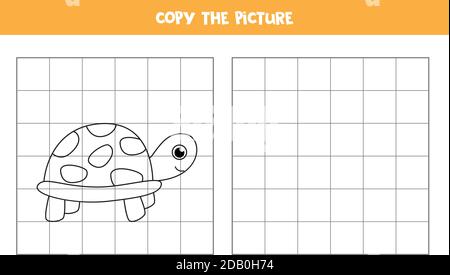 Kopieren Bild von niedlichen Schildkröte. Lernspiel für Kinder. Stock Vektor