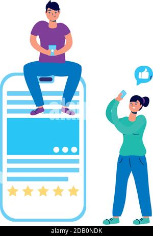 Junges Paar chatten mit Smartphones Vektor Illustration Design Stock Vektor