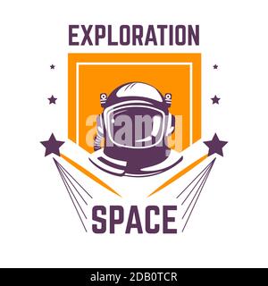 Exploration Raum isoliert Icon Spaceman in Druckanzug Stock Vektor