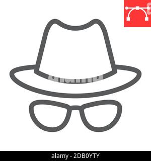 Spion Agent Linie Symbol, Sicherheit und Detektiv, Hacker Zeichen Vektor-Grafiken, editierbare Schlaganfall lineare Symbol, eps 10. Stock Vektor