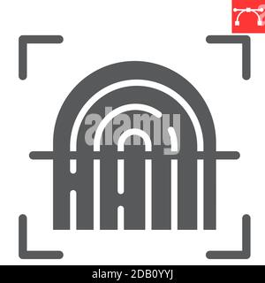 Fingerabdruck-Scan-Glyphen-Symbol, Sicherheit und biometrische, Fingerabdruck Zeichen Vektorgrafiken, editierbare Kontur solide Symbol, eps 10. Stock Vektor