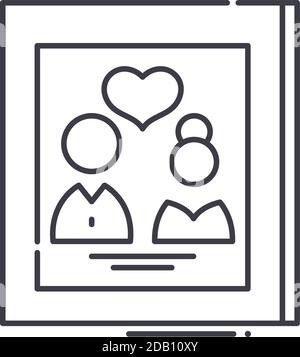 Pre Hochzeit Symbol, lineare isolierte Illustration, dünne Linie Vektor, Web-Design-Zeichen, Kontur Konzept Symbol mit editierbaren Strich auf weißem Hintergrund. Stock Vektor
