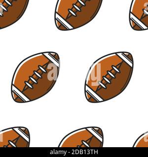 Rugby-Ball oder American Football Ausrüstung nahtlose Muster Stock Vektor
