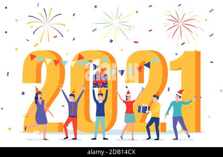 Frohes neues Jahr 2021 Grußkarte. Stock Vektor