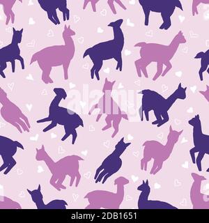 Lamas Nahtloses Muster. Pastell Vektor Illustration Hintergrund für Oberfläche, T-Shirt-Design, Druck, Poster, Symbol, Web, grafische Designs. Stock Vektor