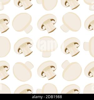 Illustration zum Thema der hellen Muster Pilz, Gemüsechampignon für Dichtung. Gemüsemuster bestehend aus schönen Pilzen, viele Champignon. Stock Vektor