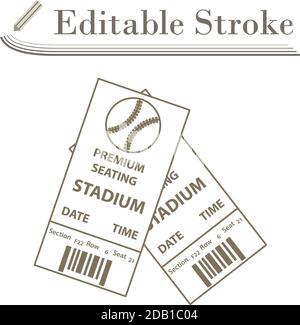 Baseball-Ticket-Symbol. Bearbeitbare Kontur Einfaches Design. Vektorgrafik. Stock Vektor