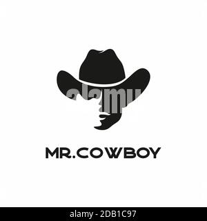 WESTERN Cowboy Kopf Silhouette Logo Design Stock Vektor