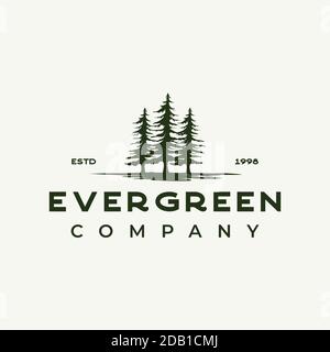 Vintage Rustikale Retro Evergreen, Pines, Fichte, Zedernbäume Logo Design Stock Vektor