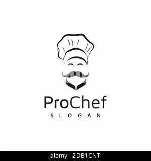 Chefkoch-Logo, Schnurrbart mit Chefhut-Logo als Designinspiration Stock Vektor