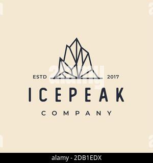 Vintage retro Hipster Iceberg, Berggipfel Logo geometrische Linie Kontur / Linie Kunst Logo Design Inspiration Stock Vektor