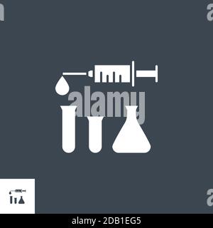 Symbol für Spritzen- und Laborröhrchen im Zusammenhang mit Vektor-Glyphe. Stock Vektor
