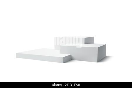 Hintergrund 3d weiß Podium Produkt isoliert auf dem weißen Hintergrund. Modernes weißes Würfelpodium, tolles Design für jeden Zweck. Vektorgrafik Stock Vektor