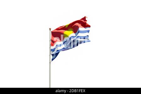 Schöne Nationalflagge von Kiribati auf weißem Hintergrund. Isolierte Nahaufnahme Flag 3D-Grafik. Stockfoto