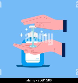Illustrierte flache Design Hand Desinfektionsmittel Vektor Illustration Stock Vektor