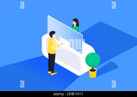 Hochansicht Plexiglas Schutzschild im Shop Vektor Illustration Stock Vektor