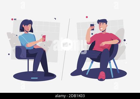 Freunde Video Telefonieren auf Handys Vektor-Illustration Stock Vektor