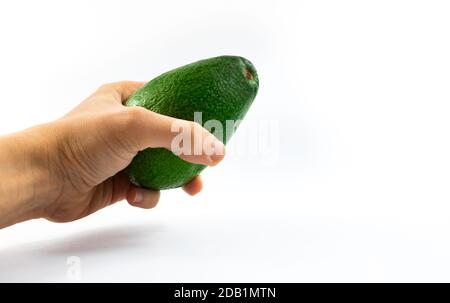 Set oder sortiert Avocado und andere exotische Früchte auf einem weißen isolierten Hintergrund, schöne Kompositionen oder Vorlagen für die Website Stockfoto