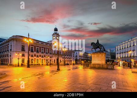 Royal House der Post oder Real Casa de Computerwoche, Puerta del Sol, Madrid, Gemeinschaft von Madrid, Spanien Stockfoto