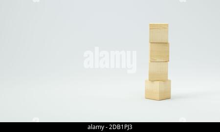 Leere Holzwürfel für eigene Botschaften und Icons auf weiß Hintergrund - 3d-Illustration Stockfoto