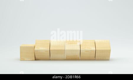 Leere Holzwürfel für eigene Botschaften und Icons auf weiß Hintergrund - 3d-Illustration Stockfoto