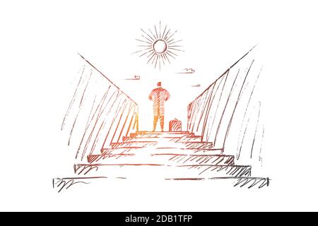 Vektor Hand gezeichnet neue Arbeit Konzept Skizze. Stock Vektor