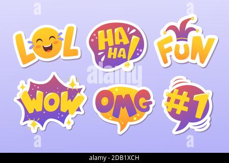 Lustige lol Aufkleber Set Vektor Illustration Stock Vektor