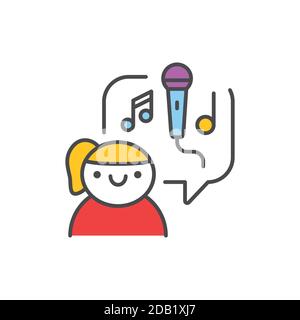 Singing Schule Farbe Linie Symbol. Piktogramm für Webseite, mobile App, Promo. Stock Vektor